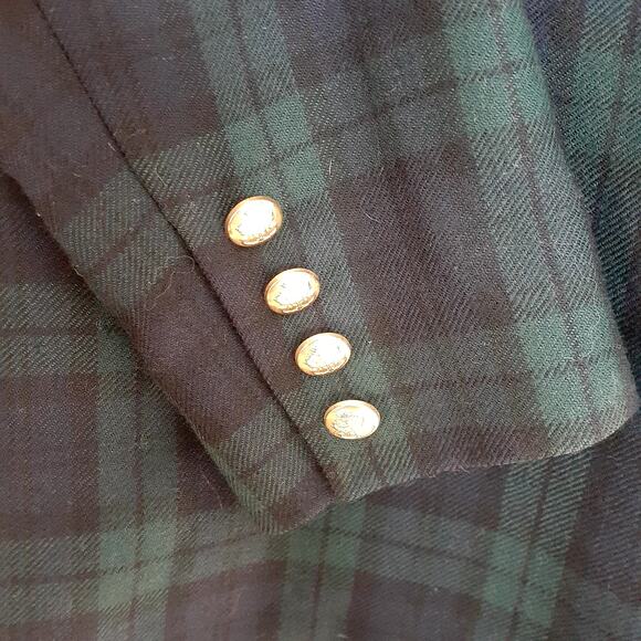 Ladies Talbots 2-Piece Wool Pant Suit Plaid Green & Black Size 4 Tailored Look - Picture 6 of 15